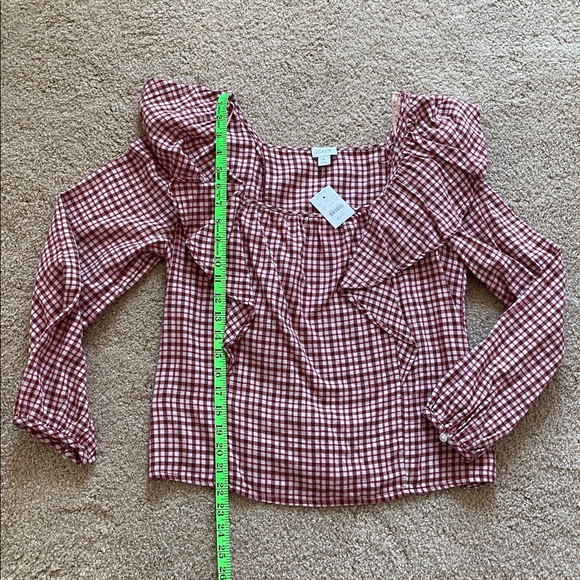 J Crew Ruffle Flannel Top - Picture 3 of 7